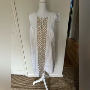 Lilly Pulitzer at her Best! Classic white pique dress with gold detail!!!